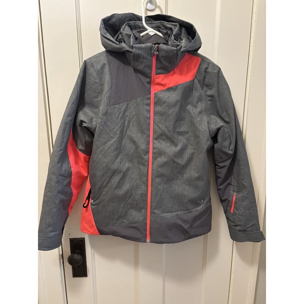 Spyder‎ Lynk Jacket Womens Medium Grey Pink 3 In 1 Lined Hooded Logo Ski